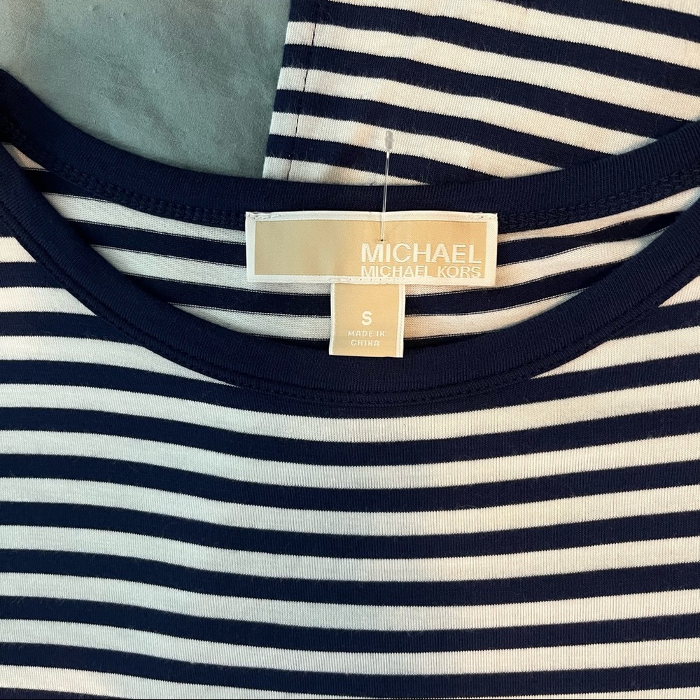 -SOLD- NWOT Micheal Kors Navy Striped Maxi Dress - Picture 9 of 13